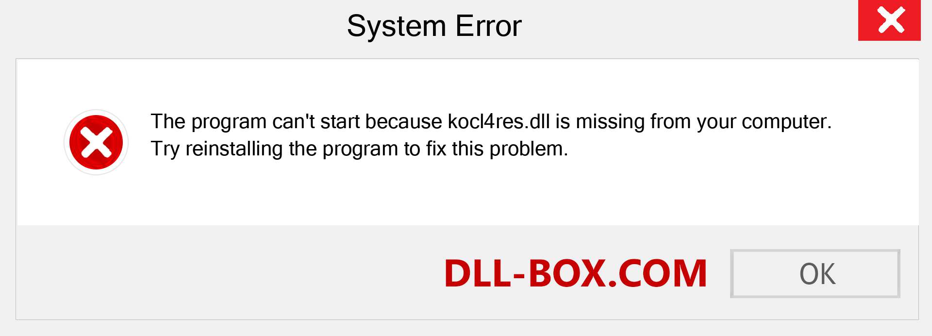  kocl4res.dll file is missing?. Download for Windows 7, 8, 10 - Fix  kocl4res dll Missing Error on Windows, photos, images